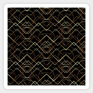 Golden geometric pattern on black background. Sticker